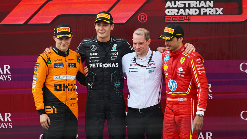 Russell hereda la victoria tras colisión de Norris y Verstappen - Reporte Carrera - GP de Austria